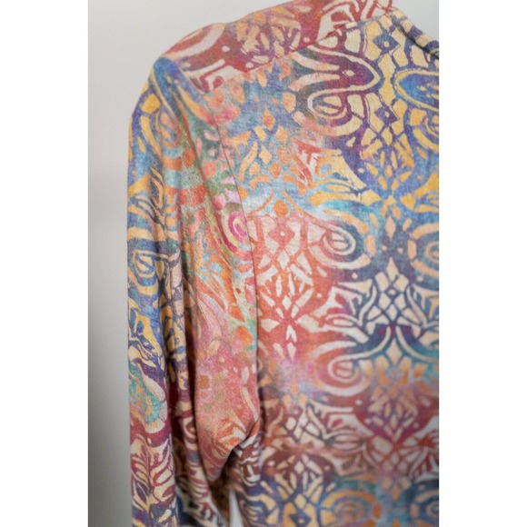 Peruvian Connection Dress Women Long Sleeve Faux Wrap Printed Stretch SZ M - Picture 5 of 7